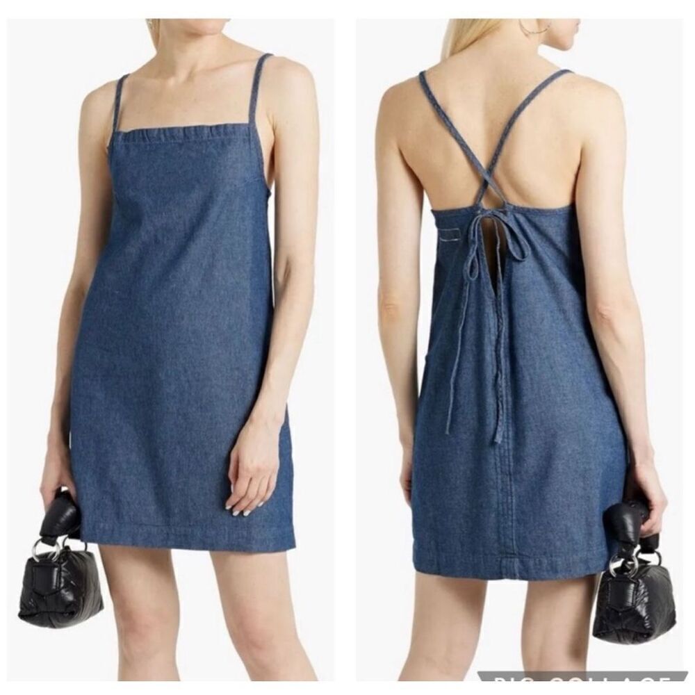 Rag & bone denim tie dress rinse blue chambray size S 100% cotton NWT - Picture 1 of 8